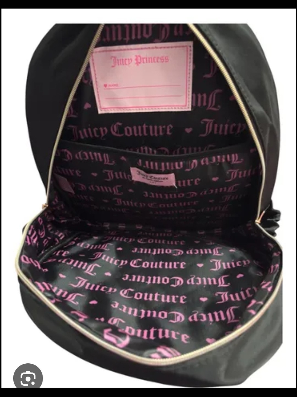 Juicy Couture Black Quilted Backpack with Rose Gold Chain Accents - Picture 2 of 6